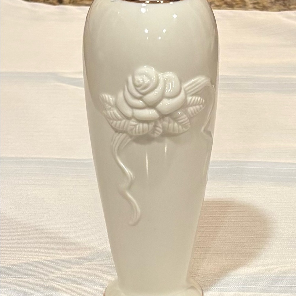 Lenox White Vase with Rose Embellishment